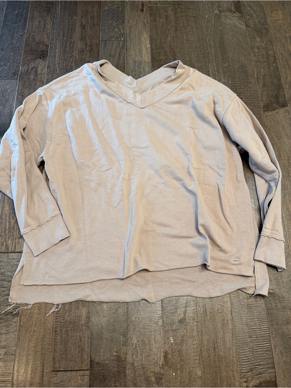 Relaxed V-Neck Women's Sweater in Light Beige
